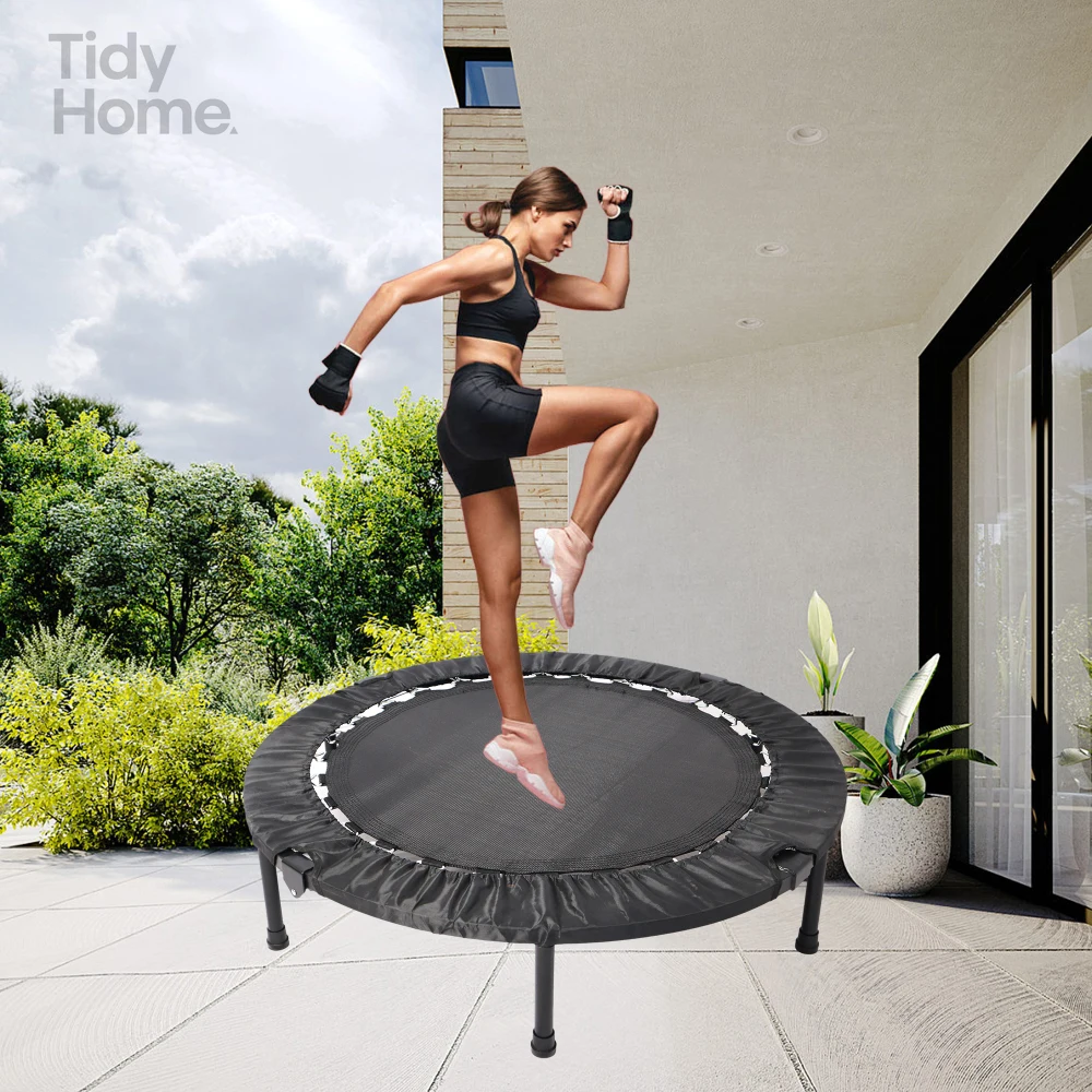 

40 Inch Mini Exercise Trampoline for Adults or Kids, Aadjustable foam handle and Heavy-Duty steel legs,Durable steel springs