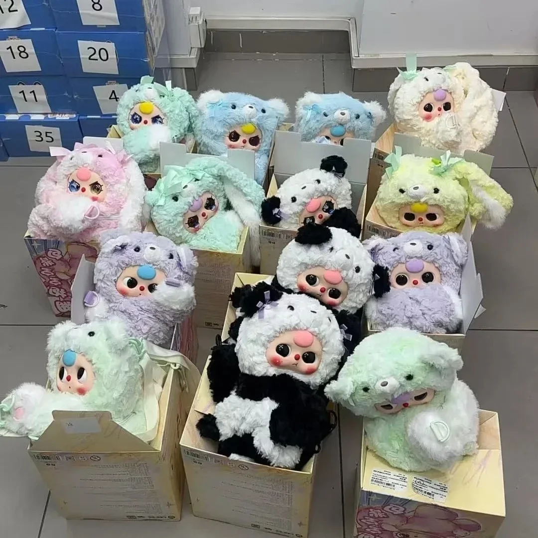 เด็กสาม Hug Baby Series กล่องตาบอดไวนิล Face Plush กระเป๋าเป้สะพายหลัง Mystery กล่อง Kawaii ตุ๊กตากระเป๋าสาว Surprise ของขวัญวันเกิด
