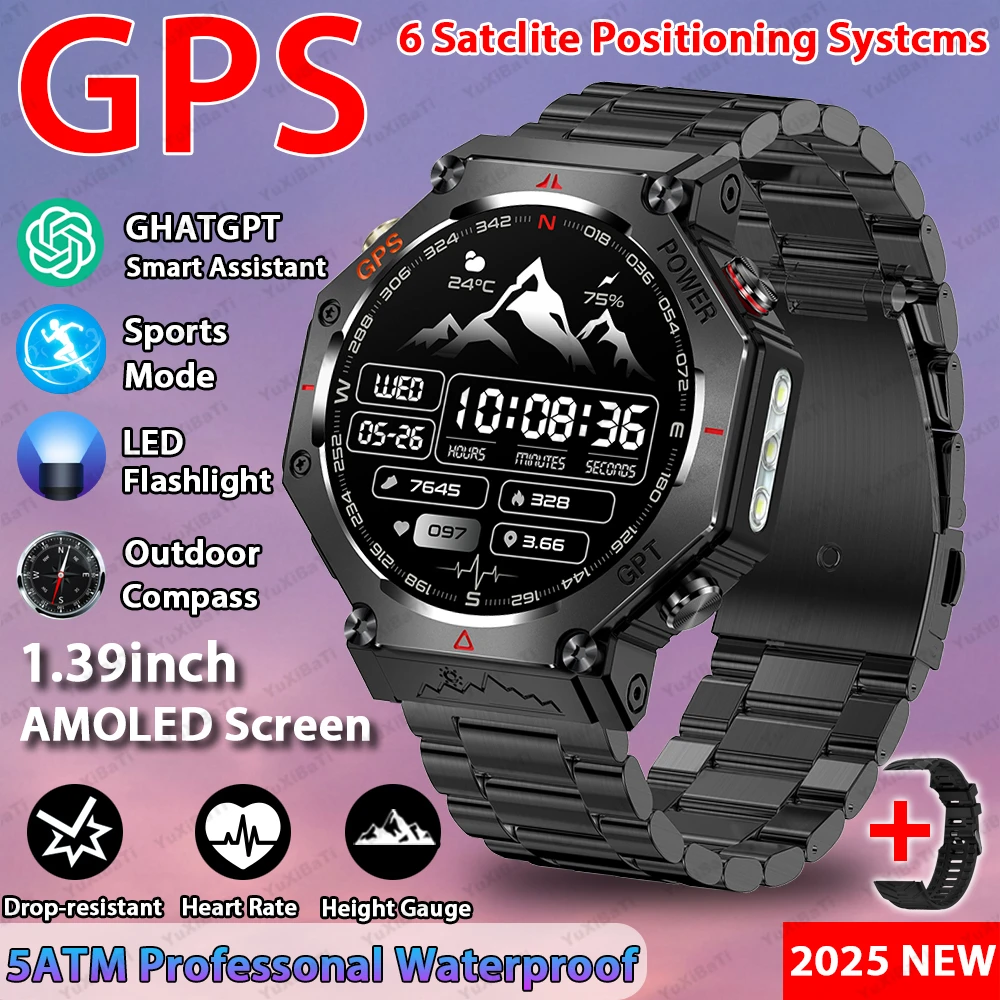 2026 T-Rex 3 Ultra Militair GPS Smart Watch voor heren 10ATM Waterdicht met ingebouwd dual-band GNSS-kompas Militaire sport Smartwa