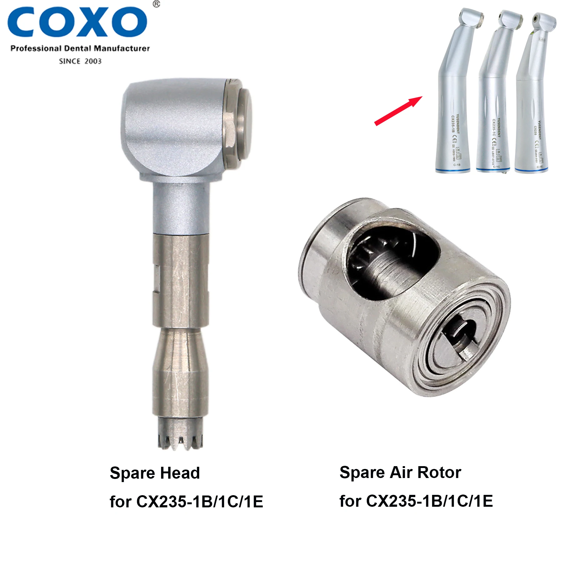 Original COXO Dental Replacement Rotor Cartridge Contra Angle Head For COXO YUSENDENT CX235-1B/1C/1E Low Speed Handpiece