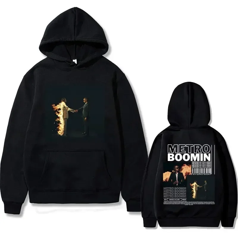 Men Hip Hop Oversized Sweatshirts Male Vintage Hoodies Streetwear Rapper Metro Boomin Heroes & Villains Music Album Print Hoodie