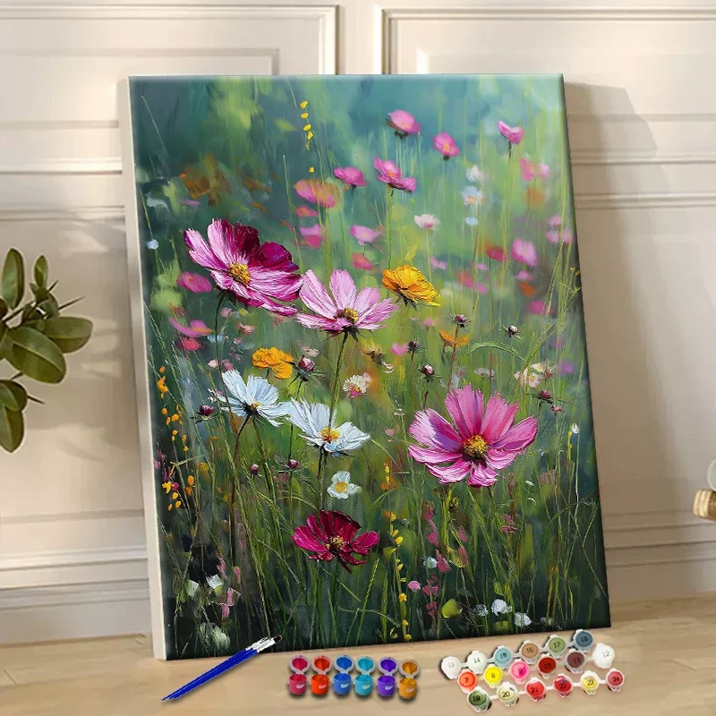 الطلاء بالأرقام مجال الزهور البرية الاكريليك الطلاء قماش دروبشيبينغ صورة الأسرة الأطفال صور هدايا عيد الميلاد #1