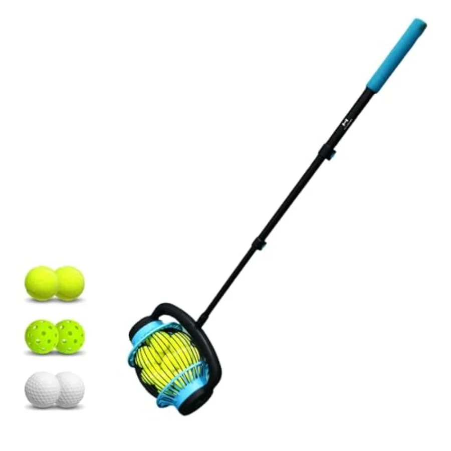 

Tennis Ball Pickleball Collector Roller Quick Rolling Picker for Tennis Balls in Yellow with High Efficiency and Easy Handling