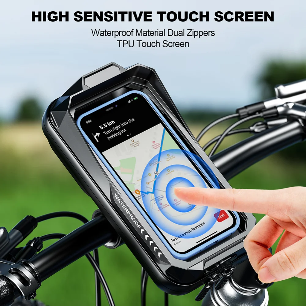 Waterproof Bicycle Phone Holder Motorcycle Bike Handlebar Phone Case Bag for iPhone 12 13 14 Samsung Bike Phone Stand Mount