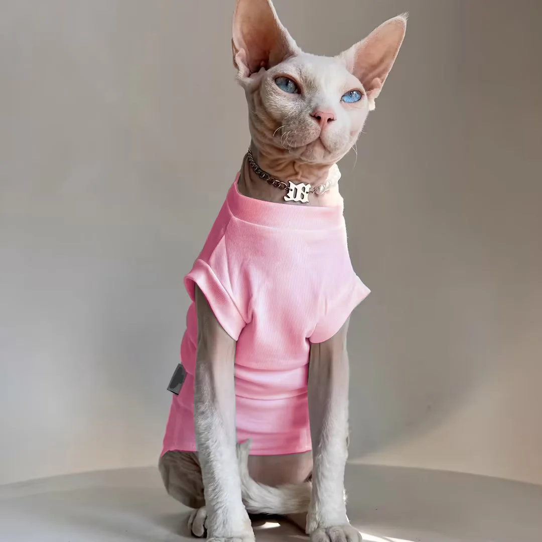 Sphynx-ropa para gatos, chaleco de algodón sin pelo para gatos, 100% de algodón suave para verano, chaleco fino sin mangas, ropa para gatos para