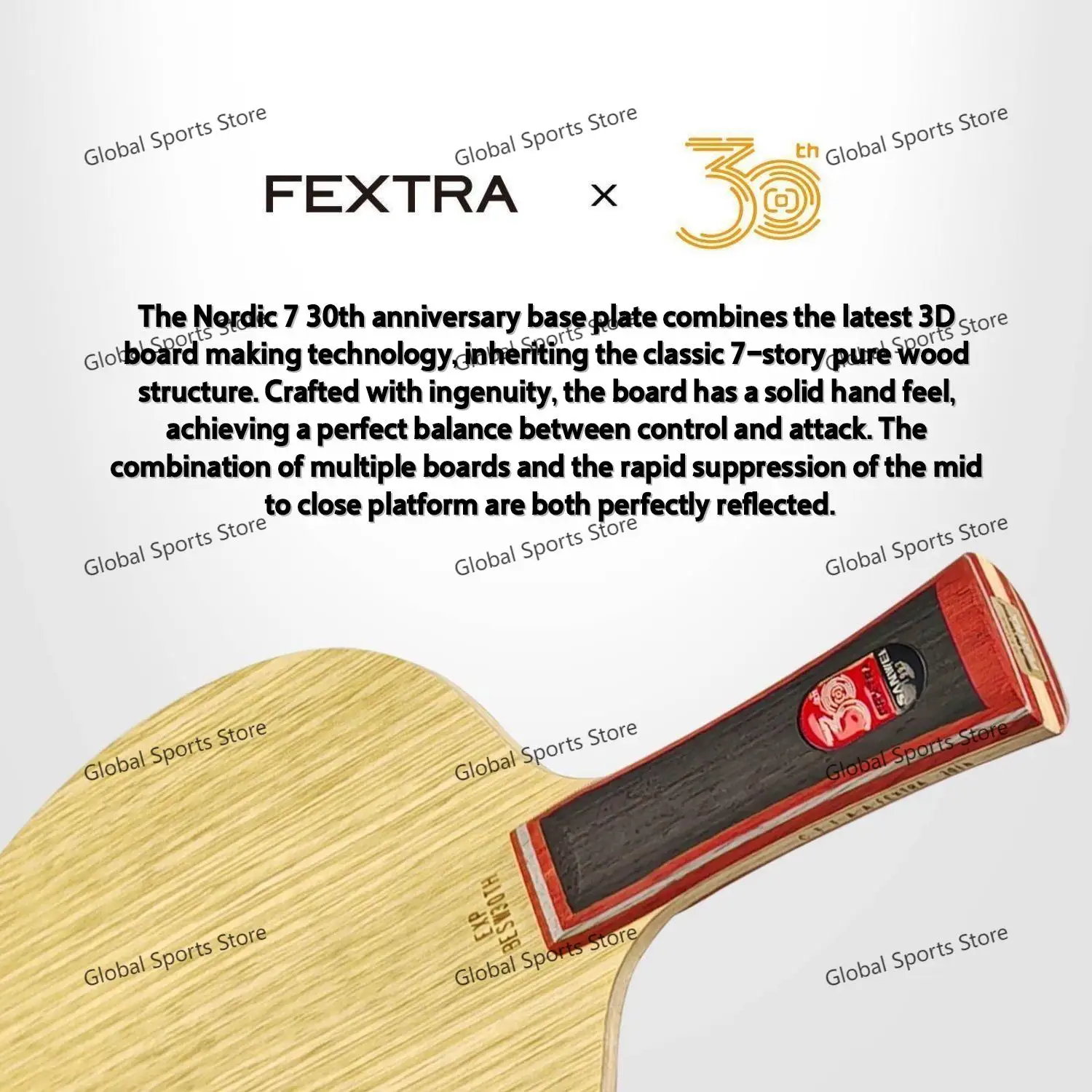 SANWEI FEXTRA 7 30th Table Tennis Blade  FEXTRA Ⅶ Anniversary Edition Table Tennis Racket Professional 7 Layer Pure Wood
