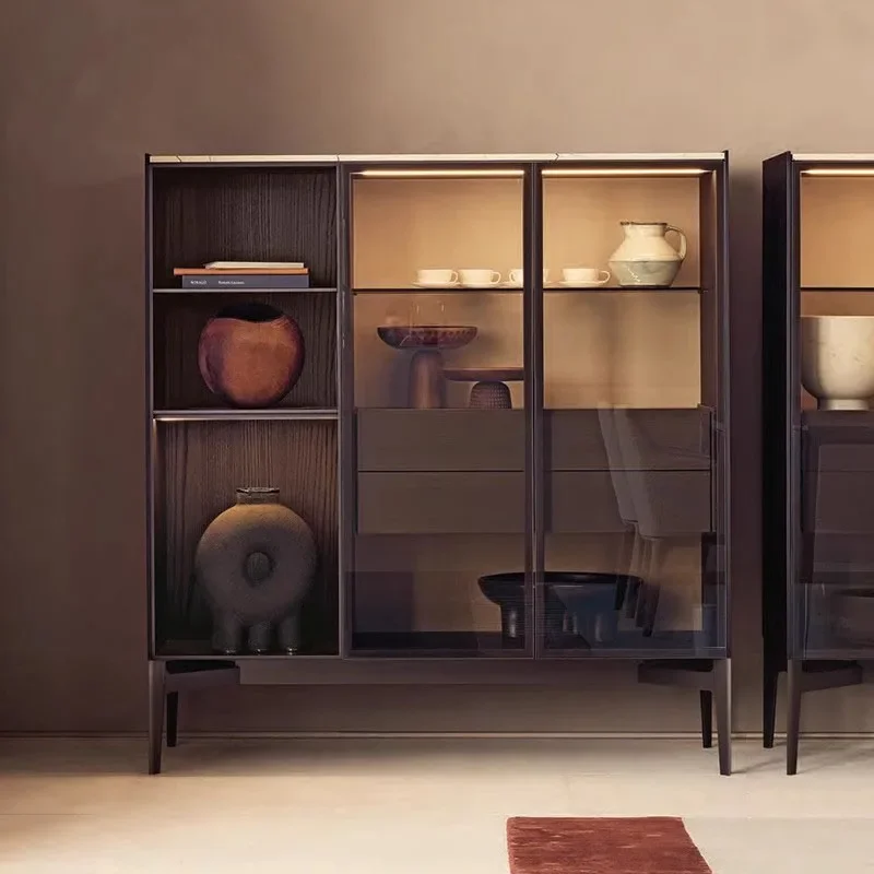 // أرفف حديثة خزانة بار غرفة المعيشة المتنقلة خزانة مشروبات خشبية فاخرة مصمم زجاج طاولات تيكيلا أثاث منزلي