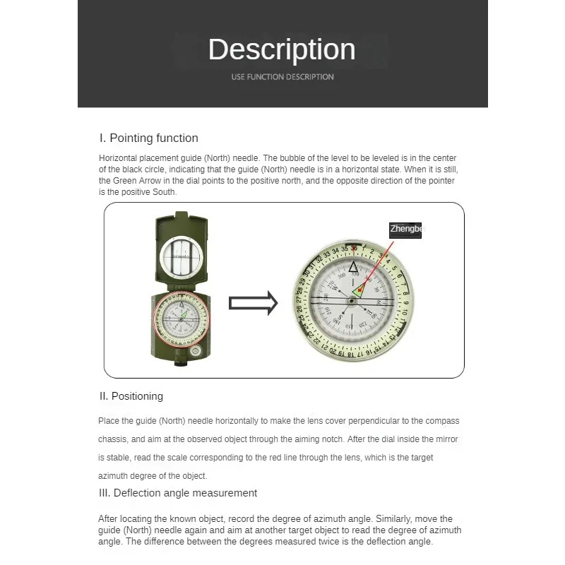 American Outdoor Multifunctional Compass, High Precision Professional Camping Nightlight, No Lost Survival Gear Compass