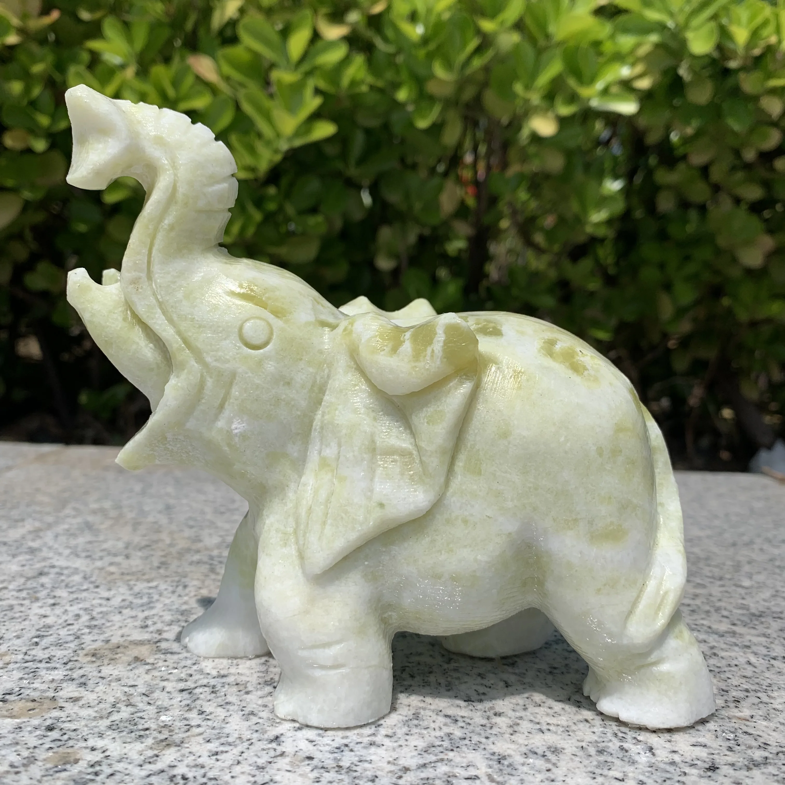 

Green Jade Elephant Figurine Natural Cauliflower jade Elephant Crafts Statue Home Decor