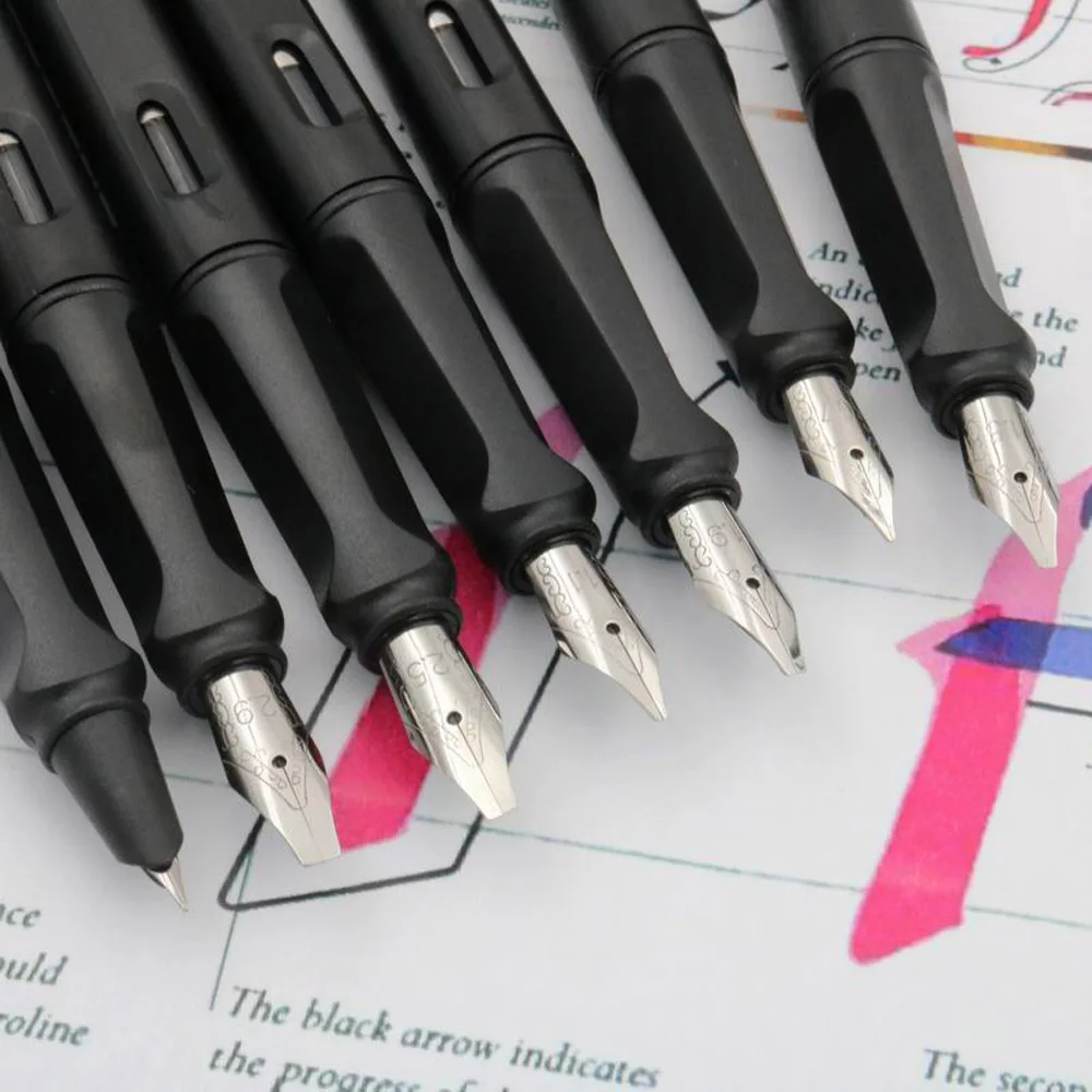 1 Stück paralleler Füllfederhalter aus Kunststoff, mattschwarz, für Unterschriften, Kalligraphie, Schreibwaren, Büro, Schulbedarf, Stift – Detail 5