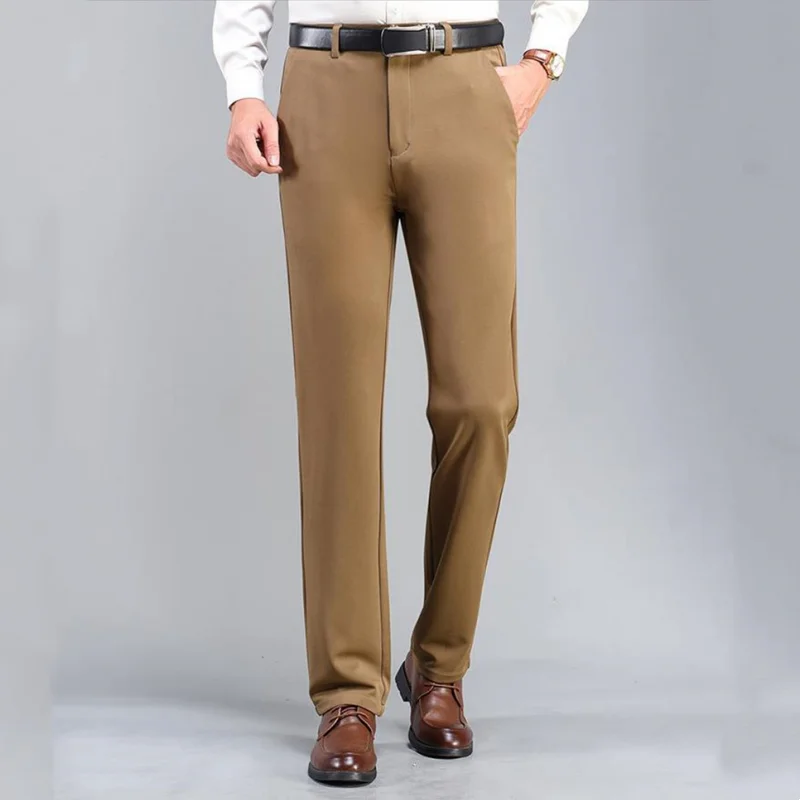 Summer Men's Suit Pants High Quality Classic Business Casual Pants Elastic Straight Work Pant Solid Basic Versatile Trousers 42