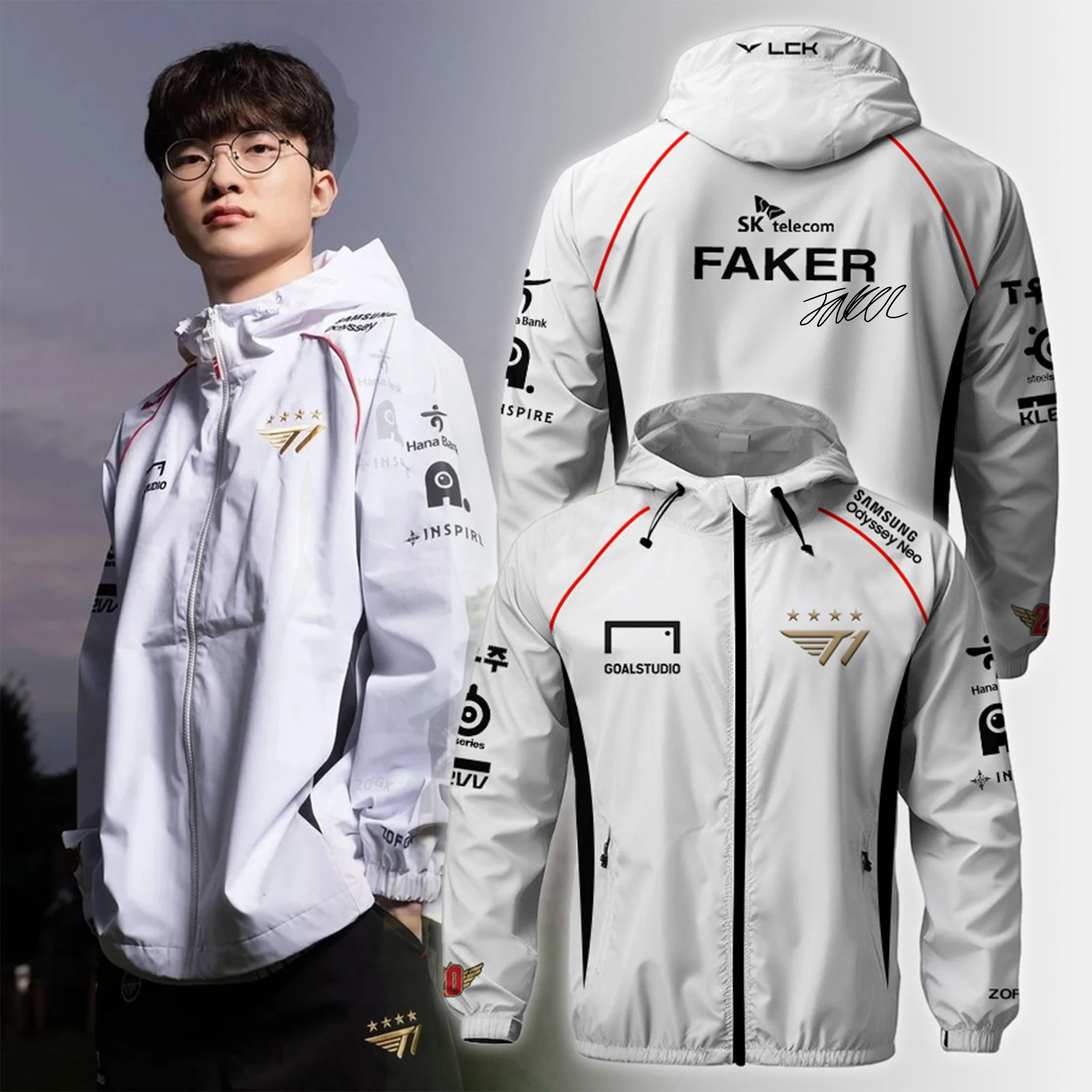 

2024 T1 Worlds Uniform Esports Team Jersey LOL Games Faker Fan Support Unisex Oversized Hooded Jacket Custom Name