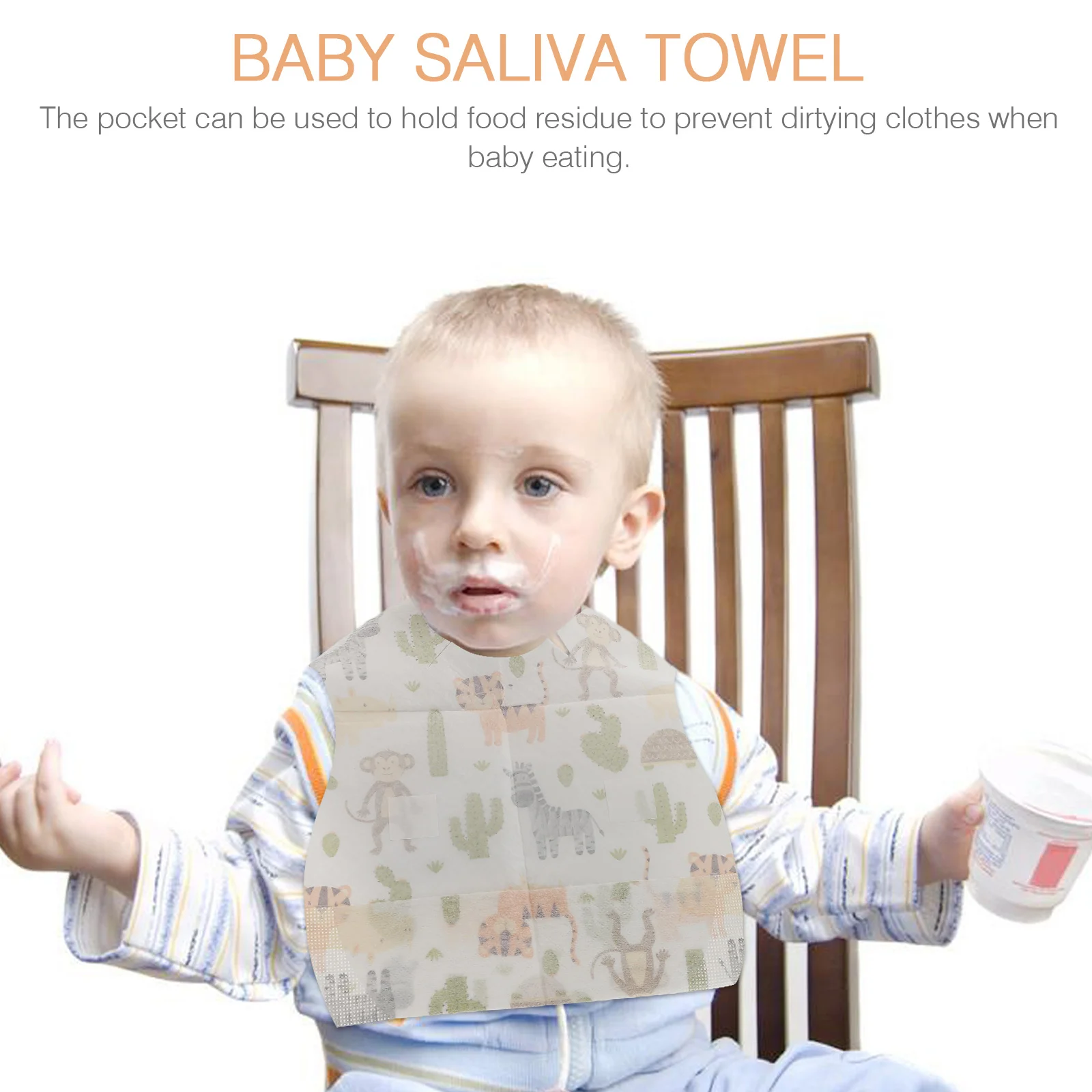 20 Pcs Disposable Bib Infant Feeding Bibs Pocket Non-woven Fabric Baby Supply Toddler