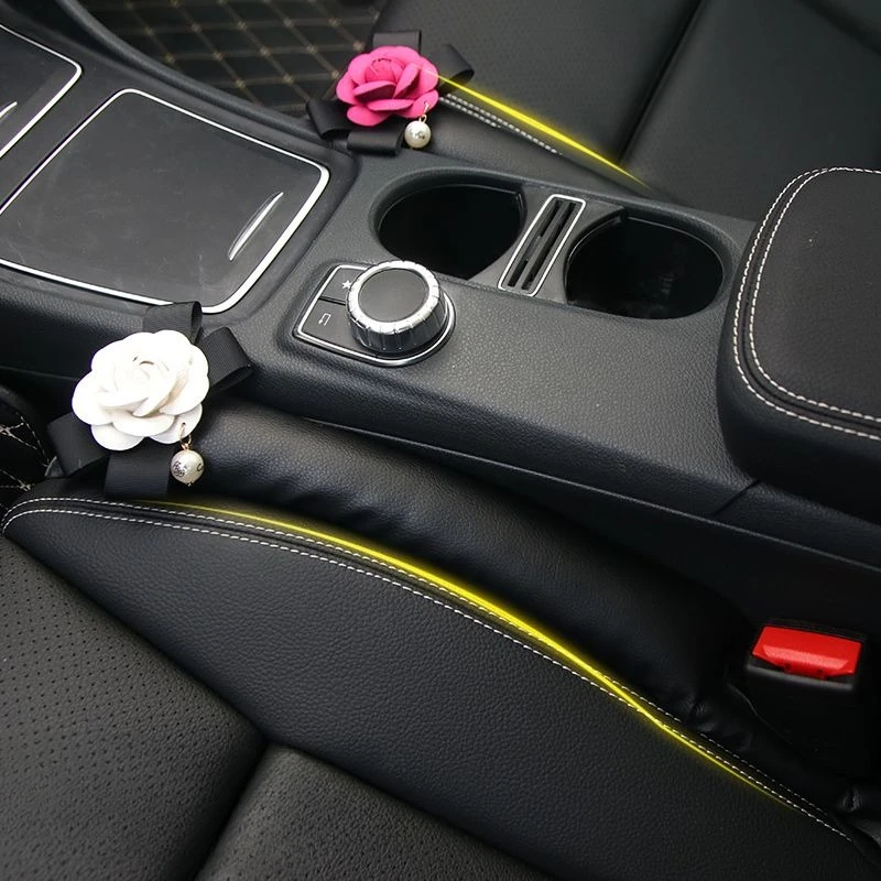 مقعد السيارة الفجوة المكونات مانعة للتسرب المكونات سيارة كاميليا أنثى الكرتون لطيف ديكور السيارة الداخلي