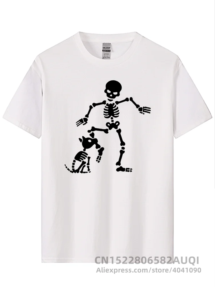 Men's T-shirt High Quality 100% Cotton Funny Skeleton Printed Casual Loose Cool Men T Shirt O-Neck Male T-Shirt Tops Tees