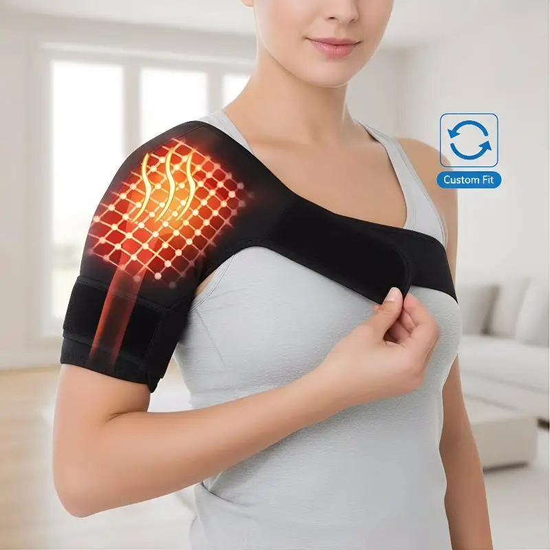 1Pcs Shoulder Pain Relief Massager Brace Self-heating Single Shoulder Wrap Brace For Rotator Cuff Cervical Shoulder Pad`~