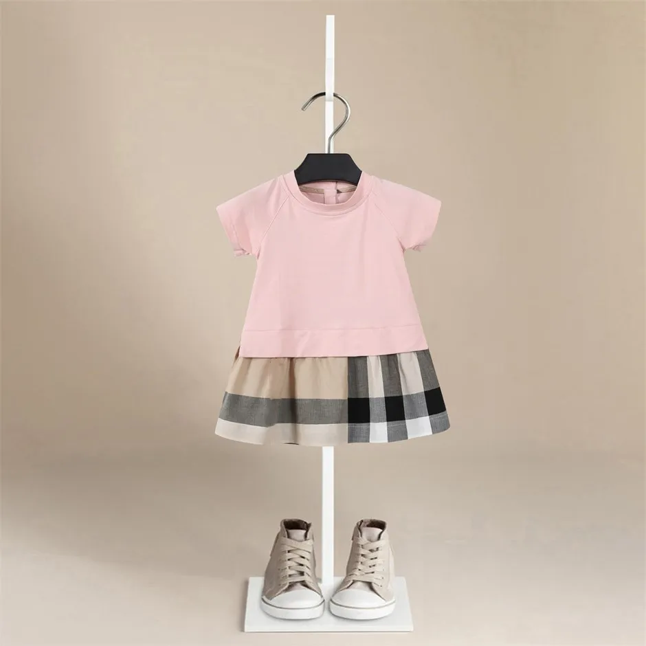 Summer Girls Casual Dresses Children Charm Costume Cotton Kids Clothes Girl Splicing Striped Dress 2-7Years Child Princess Dress
