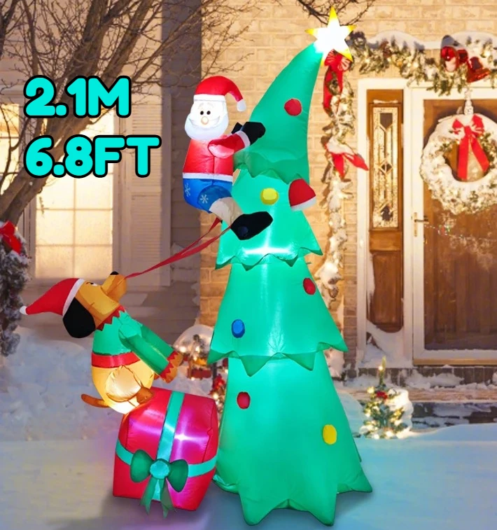 

6.8FT Christmas Decorations Inflatable Santa Claus Climbing Tree Toys Home Yard Ornaments With LED Decor Christmas Supplies Lawn