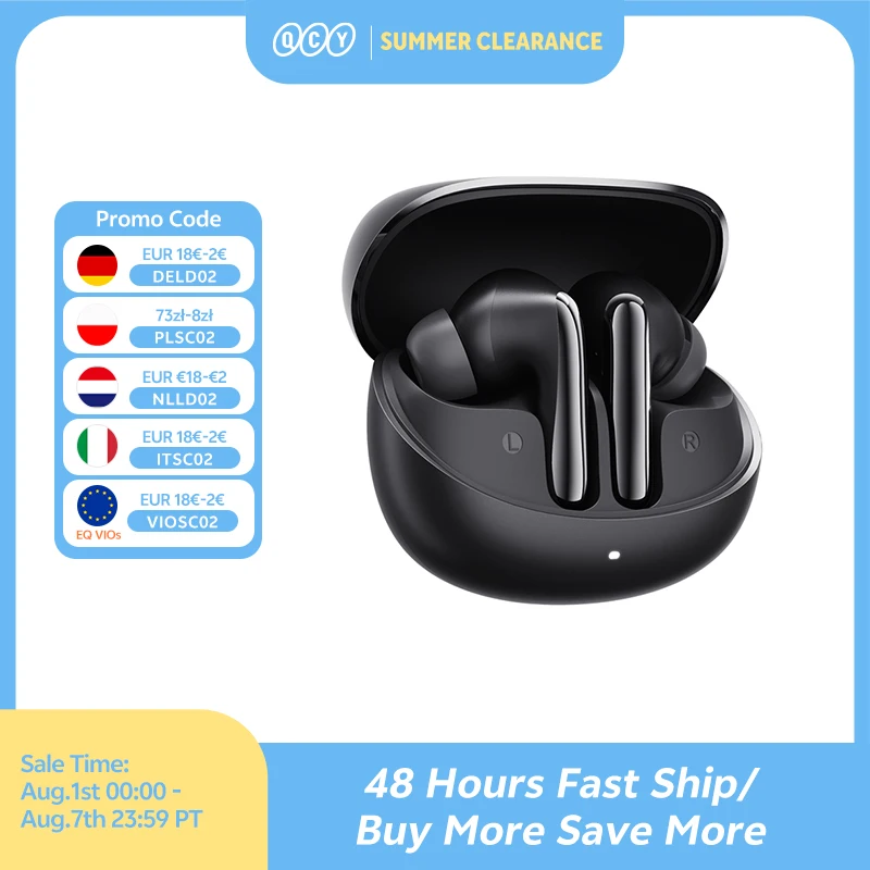 QCY HT19 MeloBuds N60 Kabellose ANC-Kopfhörer 56dB Echtzeit-Adaptive Ohrhörer Bluetooth 6.0 Hi-Res LDAC In-Ear-Erkennungskopfhörer
