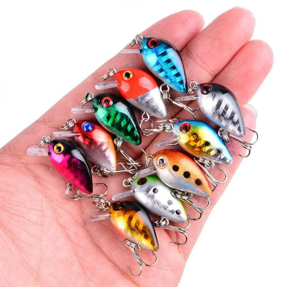 

10PCS Micro Fishing Lures Crankbaits Baits Lure Crank Baits Topwater Lures For Bluegill Trout Perch With Tackle Boxes