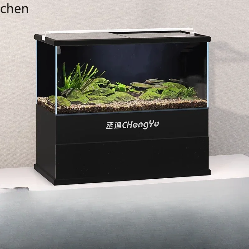DSAbottom filter ultra-white glass ecological self-circulation small desktop living room stream goldfish tank desk decoration
