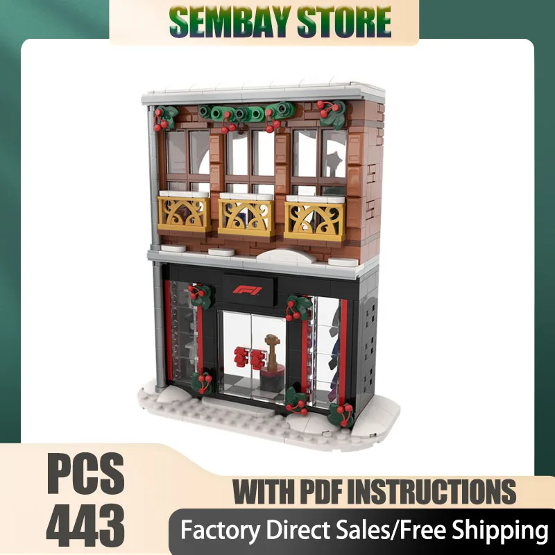 

Seasonal Products Moc Building Bricks Modular Formula 1 Holiday Store Model Technology Block Christmas DIY Toy Construction Gift
