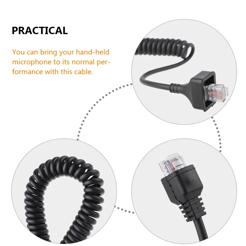 

Microphone Cable H held Mic Wire Rubber Copper ABS for Radio Speaker Replacement Audio Video Line Accessories Durable Sturdy