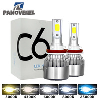 PANOVEHEL Led Headlight Bulbs H1 H3 H7 LED C6 Car Lights H4 880 H11 HB3 9005 HB4 9006 H13 6000K 72W 12V 8000LM Auto Headlamps