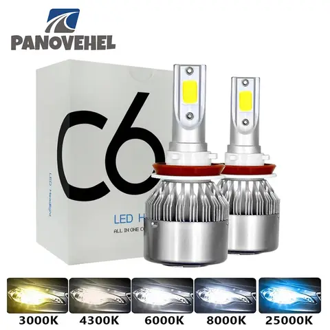 PANOVEHEL Led Headlight Bulbs H1 H3 H7 LED C6 Car Lights H4 880 H11 HB3 9005 HB4 9006 H13 6000K 72W 12V 8000LM Auto Headlamps