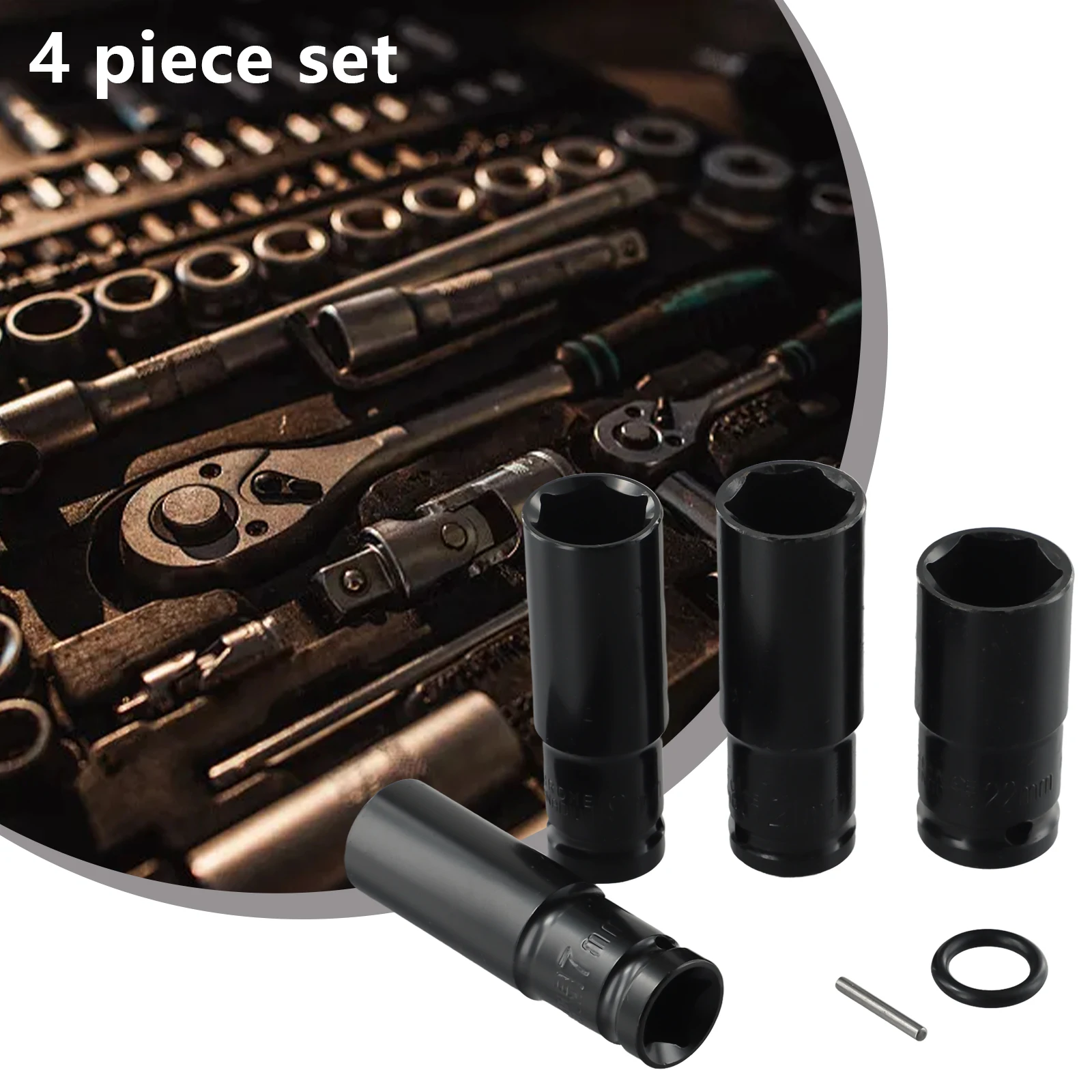 

4Pcs Electric Wrench Hex Socket Head Kit for AC Electric Wrench Lithium Wrench Pneumatic Tools Chrome Vanadium Steel