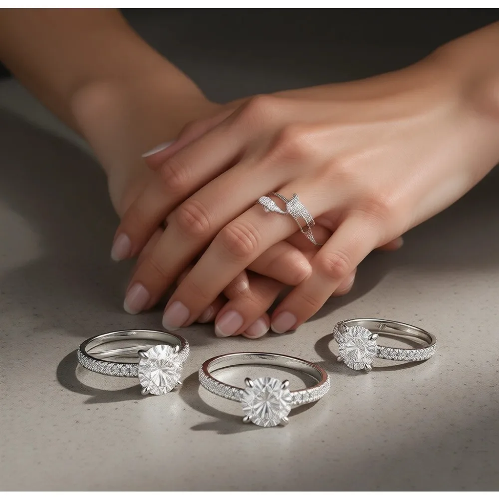 

Свадебный комплект колец из стерлингового серебра 1,2 карата с круглым кубическим цирконием, обручальное кольцо для женщин, размер 3-11