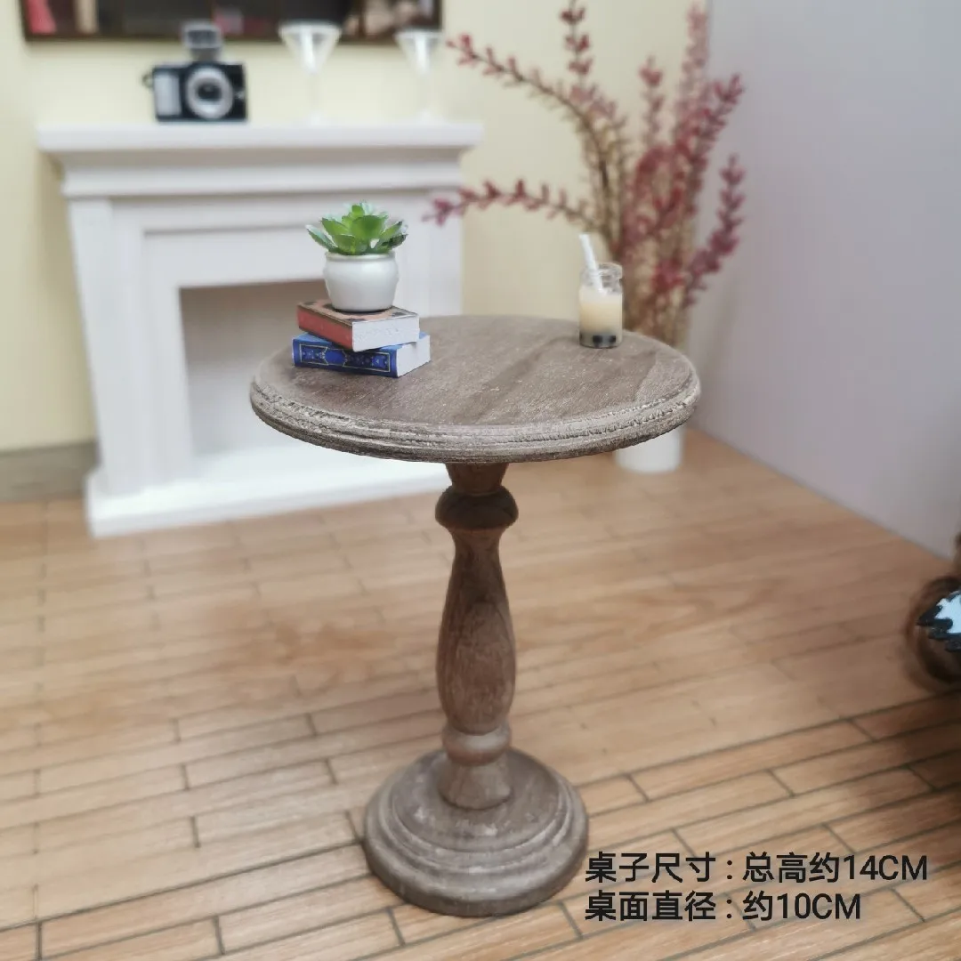 1/6 Domek dla Lalek Model Mebli Akcesoria Vintage Drewniany Okrągły Stół Krzesło Jadalniane Stolik Kawowy Bjd Ob11 Gsc Blyth Lol Miniaturki