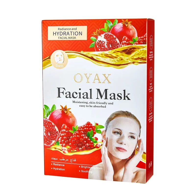 10 Pieces Pomegranate Whitening Facial Mask Moisturizing and Antiage Smooth The Skin Make Your Face Shine and Beauty