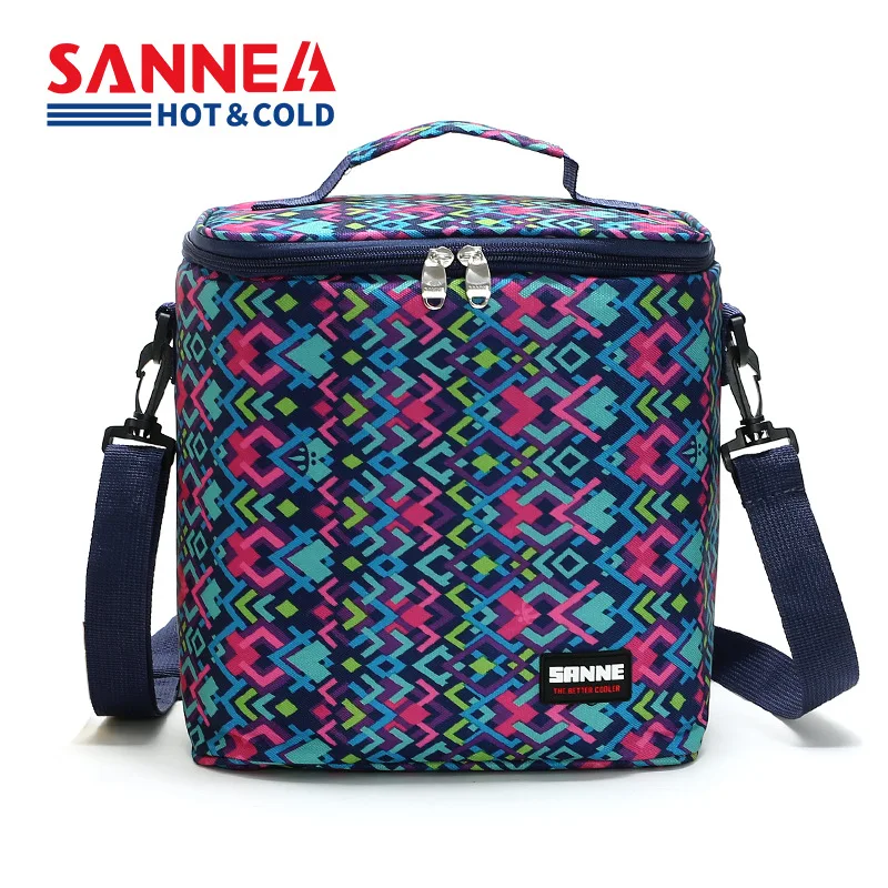 SANNE 10L Portable Thermal Insulated Lunch Bag Thickened 600D Waterproof Oxford Cloth Box Cooler Reusable Picnic Bag