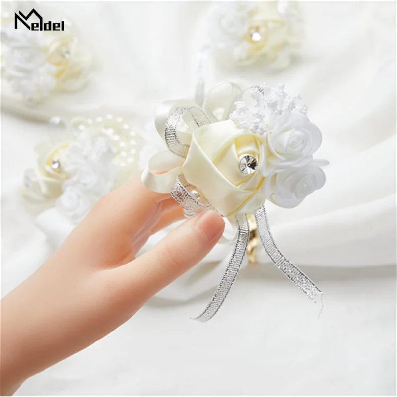 Zestaw 6 królewskich niebieskich różowych gorsetów na nadgarstek Kwiaty na wesele Prom Bridal Bridesmaid Girl Mother Women Rose Bracelet Hand Flowers