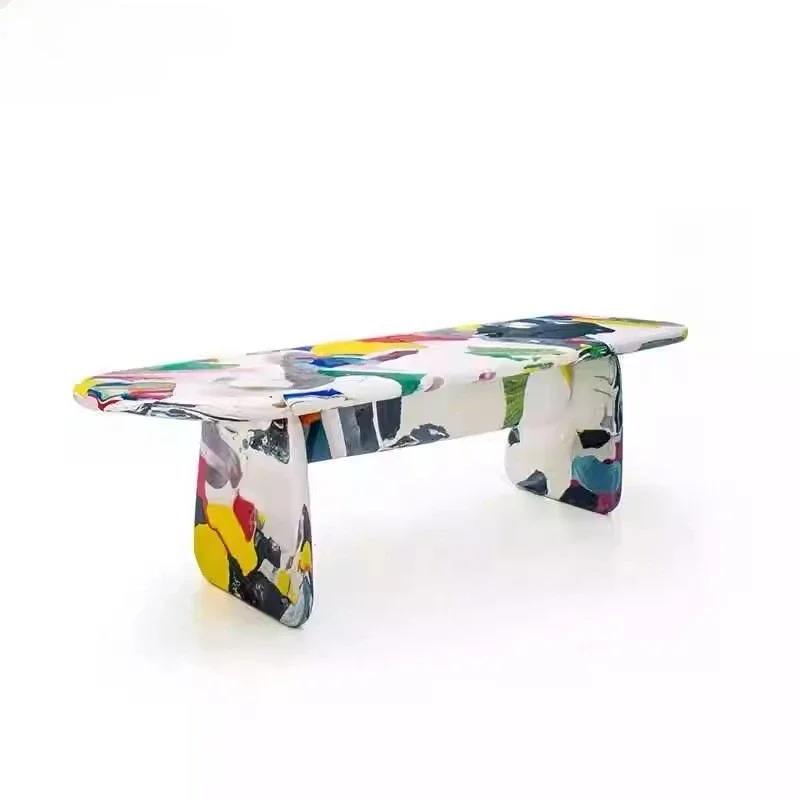 

Nordic modern designer furnace oil painting painted round dining table home dining table characteristic creative Internet cele