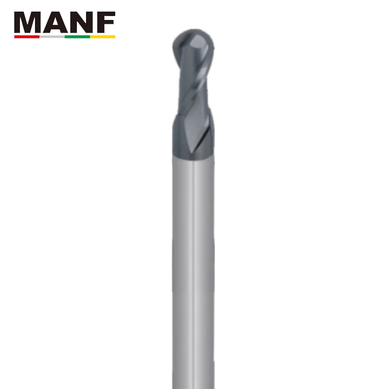 MANF 2 Flute Long End Mill HRC65 R2mm R3mm R4mm Ball Nose End Mills Tungsten Steel Milling Machining Sprial Milling Cutter