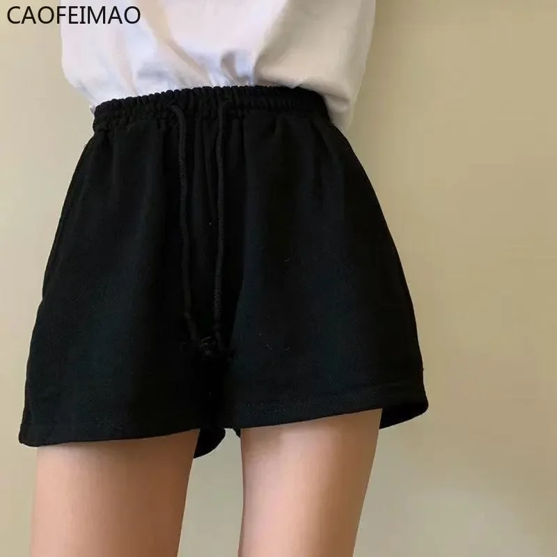 Women Shorts Solid Cotton Cozy Simple Casual Loose Hipsters Running Breathable All-match Streetwear Hot Teens Wide Leg Bottoms
