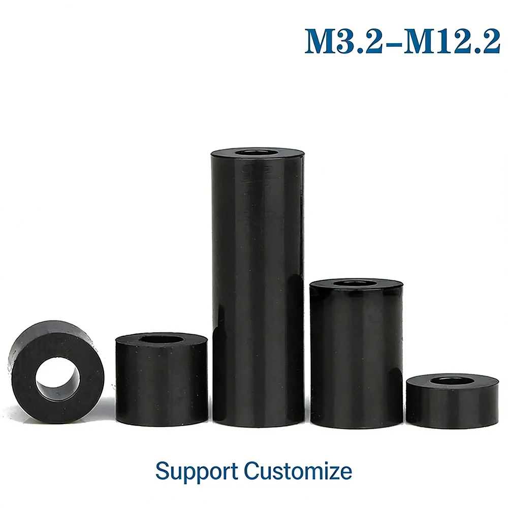 M3 M4 M5-M12 Black ABS Non-Threaded Hollowed Nylon Spacer Round Hollow Standoff Washer PCB Board Screw Support Customize