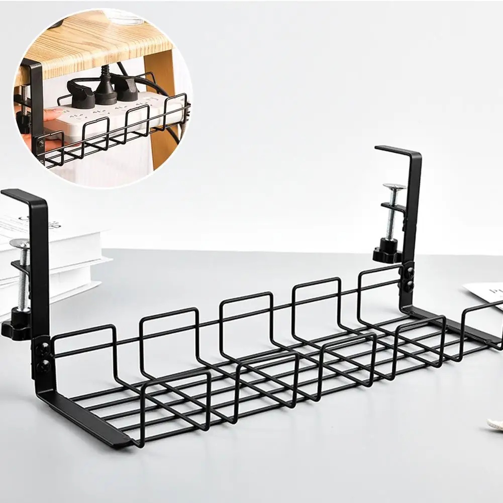 

Punch-free Storage Rack Under The Table Desktop Wire Socket Storage Desk Solid Storage Shelf Metal Low Slot U7Z5