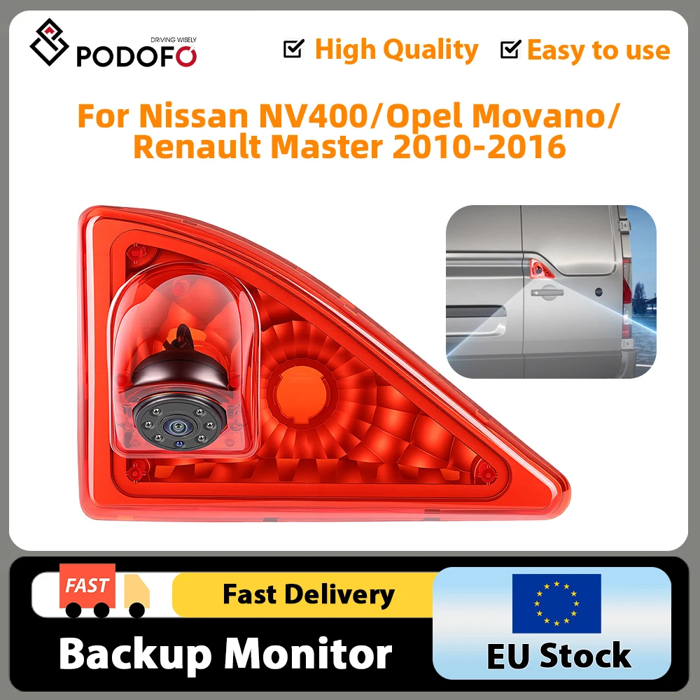Hikity Hochmontierte Bremsleuchte IP67 AHD Auto-Bremsleuchte Rückfahrkamera für Nissan NV400/Opel Movano/Renault Master 2010-2016