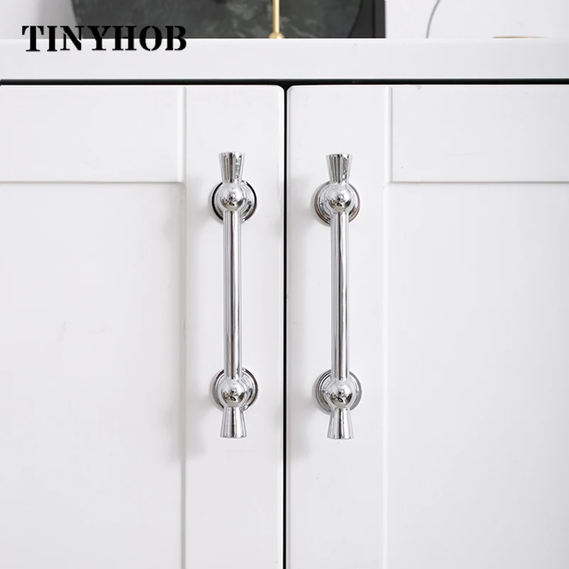 Bright Chrome Kitchen Cabinet Hardware  Cupboard Handles T Bar Furniture Hardware Drawer Pulls Door Handle Kitchen Accessories