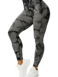 Leggings senza cuciture Tie Dye per pantaloni da Yoga a vita alta da donna, collant elastici per il sollevamento del culo Scrunch