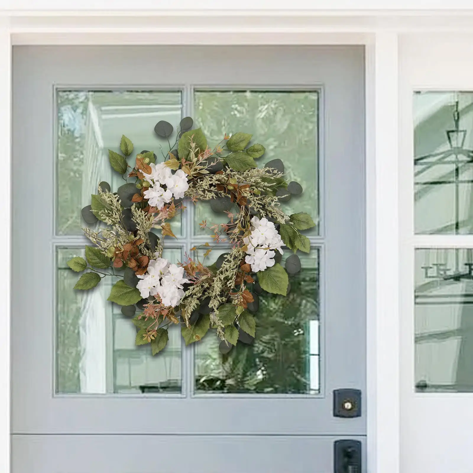 Artificial Eucalyptus Wreath Front Door Artificial Flower Hydrangeas for Housewarming Office Valentine's Day Outside Festival