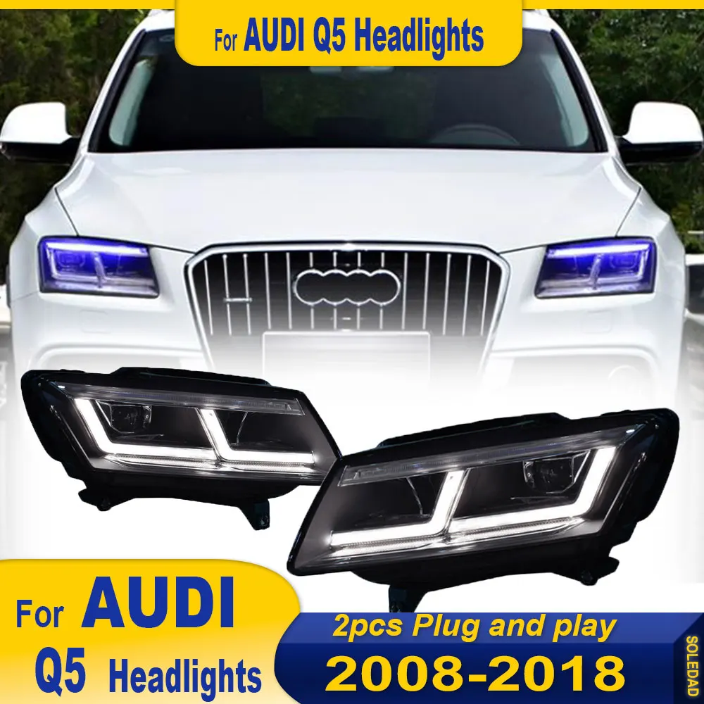 For Audi Q5 Headlights 2009 2010 2011 2012 2013 2014-2018 Q5 LED Headlight DRL Hid Head Lamp Angel Eye Bi Xenon Car Accessories