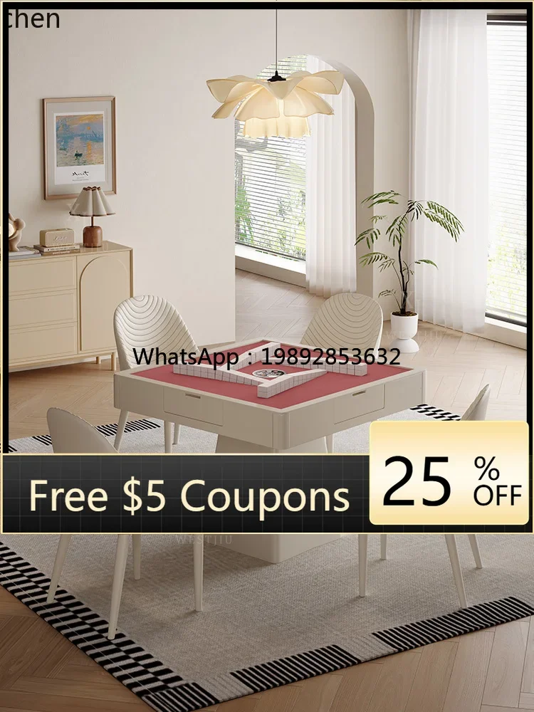 AB cream style mahjong table and dining table dual-purpose integrated living room multi-function new automatic  with cover