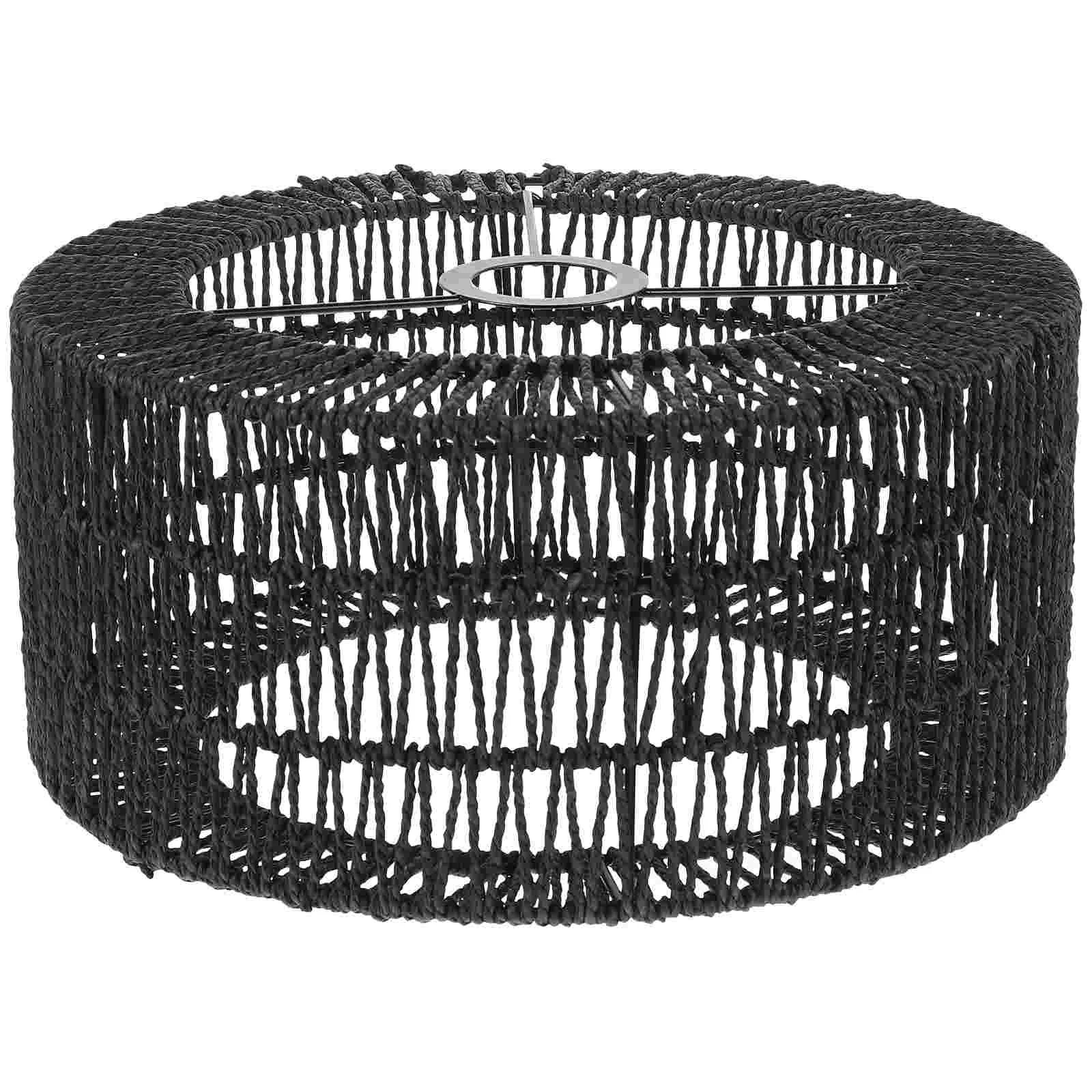Braided Straw Rope Lampshade Rattan Ceiling Pendant Light Covers Lantern Bohemian Decor Fixture for Weaving Hanging Spider