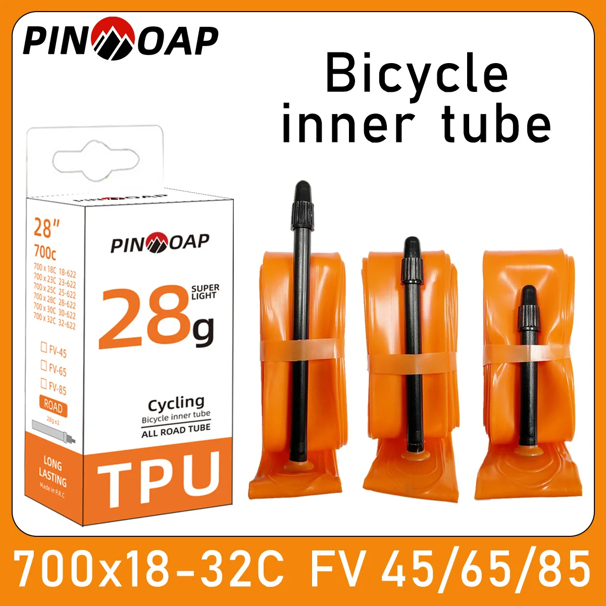 PINMOAP 1/5/10/20PCS Chambre à air de vélo de route en TPU ultra légère 700x18/32c, chambre à air avec valve à air, accessoires de vélo essentiels