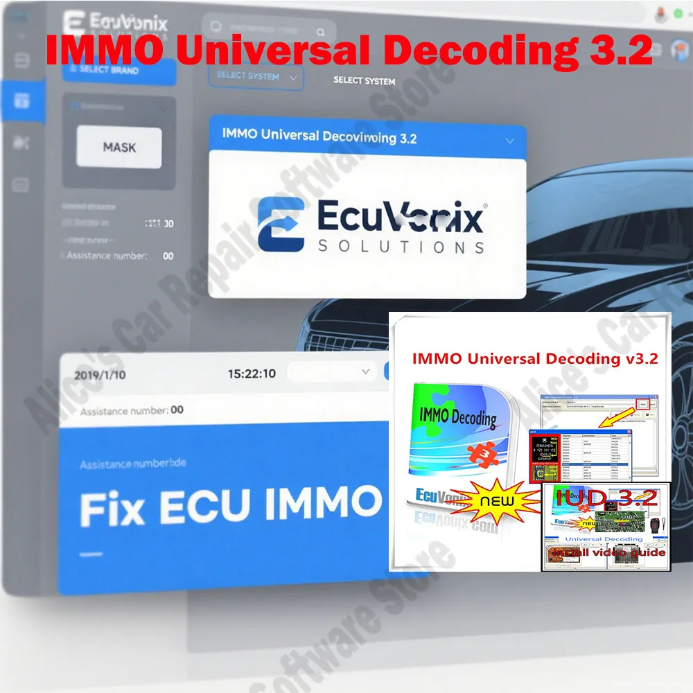ماسح ضوئي IMMO Universal Decoding 3.2 obd2 مع برنامج تشخيص keygen مجاني EcuVonix Unlimited Crack + أداة خدمة IMMO V1.2