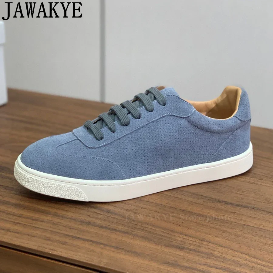 New Designer Man's Suede Flat Shoes Thick Bottom Casual Loafers Shoes Spring Hot Sale Comfort Running Shoes Sneakers Men